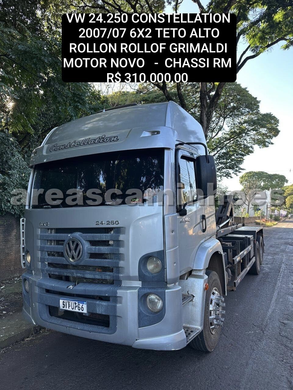 VOLKSWAGEN 24.250 CONSTELLATION 6X2 TETO ALTO ROLLON ROLLOFF